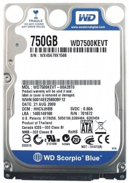 Жесткий Диск Western Digital WD7500KEVT 750Gb SATAIII 2,5" HDD