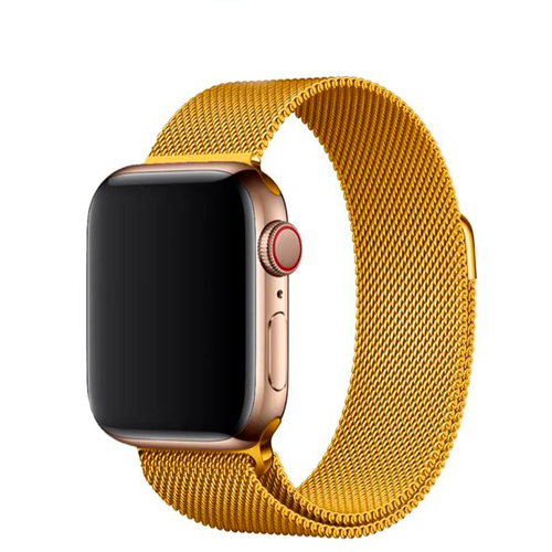 Ремешок металлический для Apple watch 38-40 мм/Миланская петля с магнитной застежкой /Для эпл вотч (Золотой)