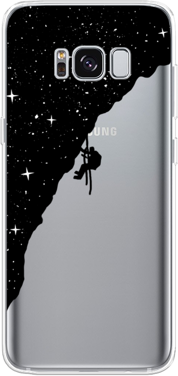 Силиконовый чехол на Samsung Galaxy S8 / Самсунг Галакси С8 Скалолаз в космосе, прозрачный