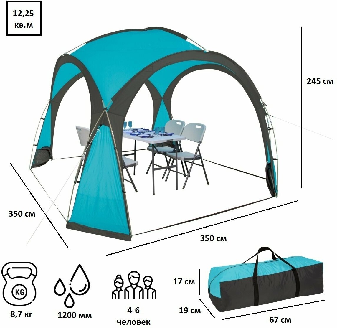 Палатка Green Glade кемпинг. синий - фото №8