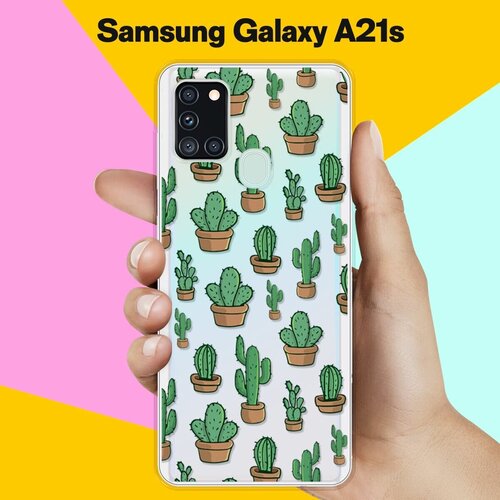 Силиконовый чехол Кактусы на Samsung Galaxy A21s силиконовый чехол на samsung galaxy a21s самсунг галакси a21s жемчуг