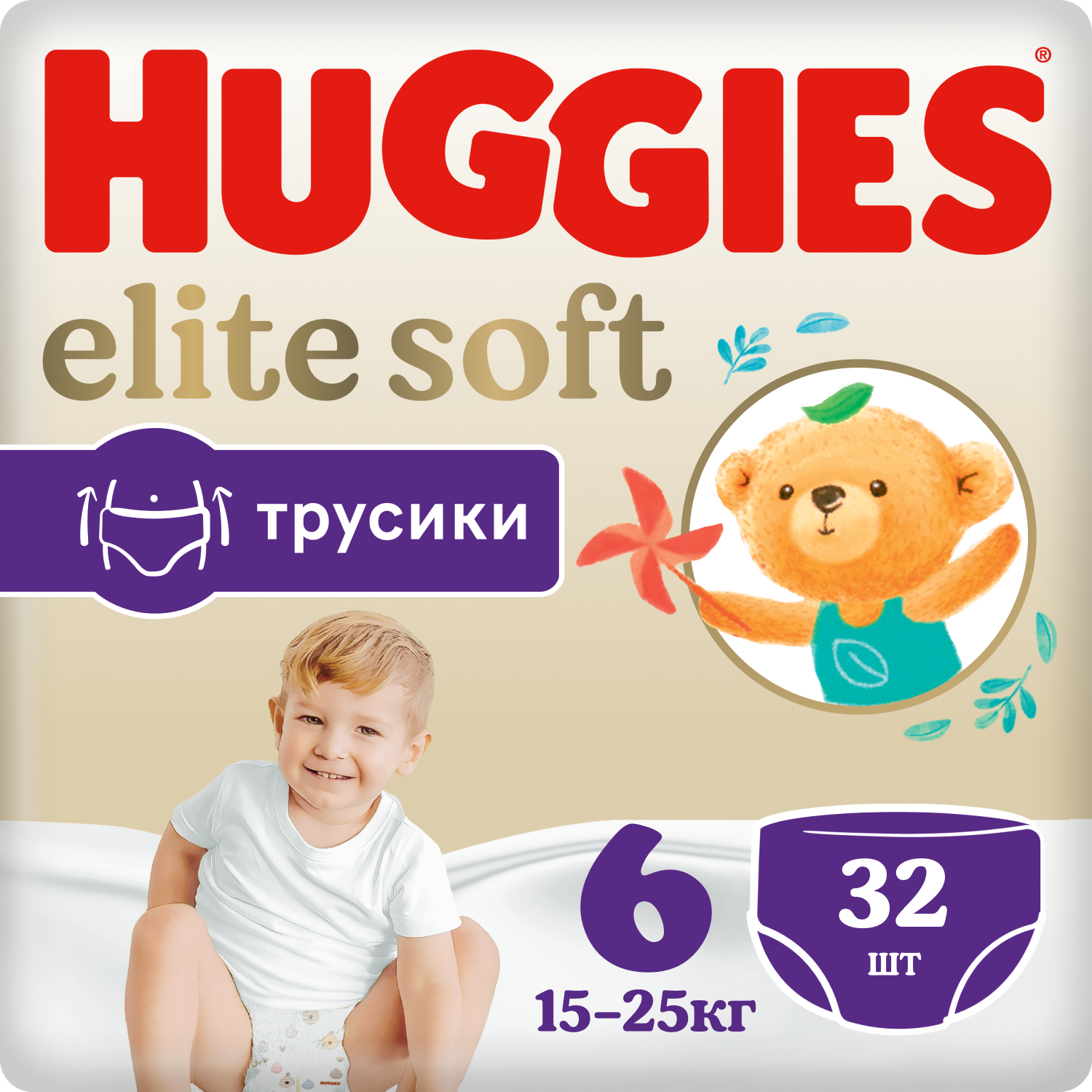 Подгузники трусики Huggies Elite Soft 15-25кг, 6 размер, 32шт