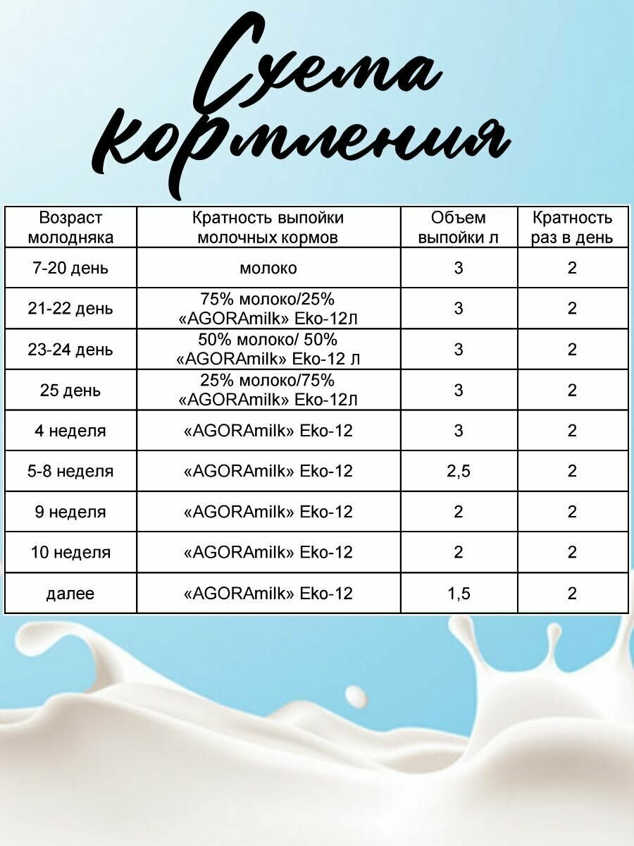 Заменитель цельного молока для телят "AGORAmilk" Eko-12L- применяется с 21 дня жизни. - фотография № 4
