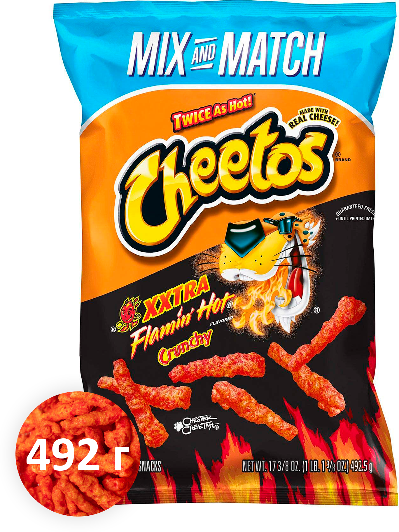 Кукурузные чипсы Cheetos Crunchy XXTRA Flamin' Hot 1 шт. 492.5 г США