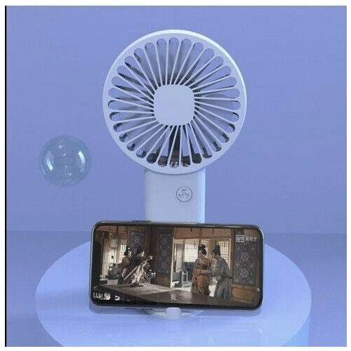 Портативный мощный мини вентилятор ручной настольный с аккумулятором зарядкой USB подсветкой и подставкой для телефона 36000₽