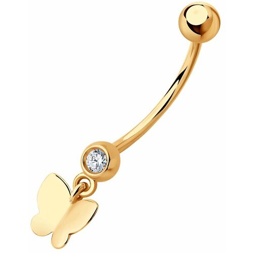 Пирсинг Diamant, красное золото, 585 проба, фианит, средний вес 1.05 гр.