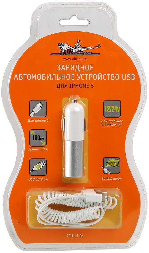 AIRLINE ACHUI06 Зарядное устройство автомобильное USB для IPhone 5