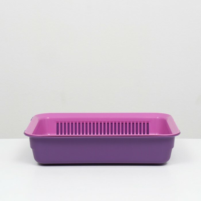 Туалет с сеткой, 35,5х26х7 см, лоток фиолетовый/сетка розовая - фотография № 2