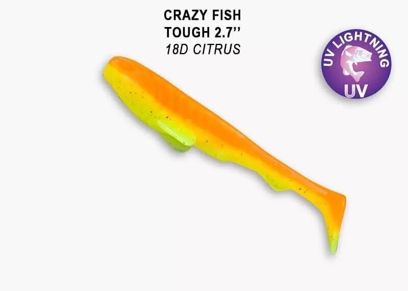 Силиконовая приманка мягкая съедобная Crazy Fish Tough 2.8" 70 мм 59-70-18d-6 5 шт.