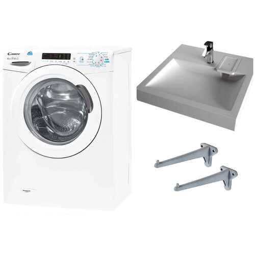 Комплект стиральная машина под раковину с сушкой Candy Smart CSWS 40364D2-07 с раковиной Solo Jazz 60 6129000₽