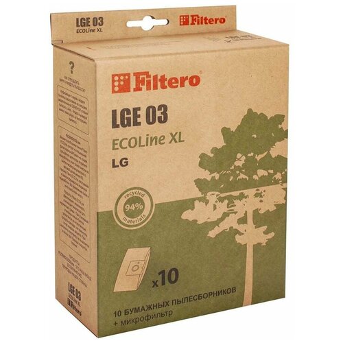 Пылесборники Filtero LGE 03 ECOLine XL, бумажные, 10 шт. filtero lge 01 10 фильтр ecoline xl бумажные пылесборники 05842 filtero