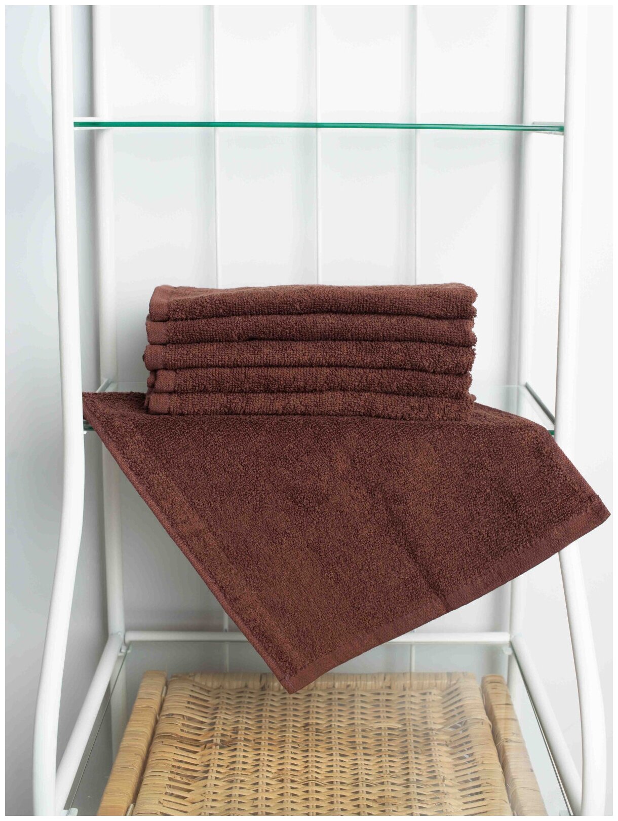 Набор махровых полотенец Sandal "люкс" 30*50 см, цвет - коричневый, пл. 450 гр. - 6 шт.