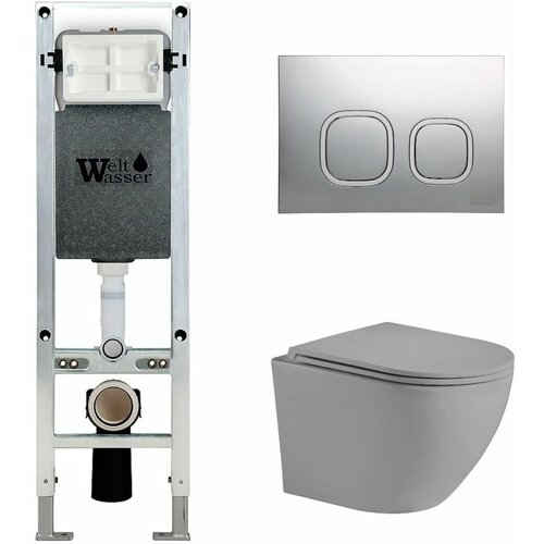 Унитаз с инсталляцией WeltWasser AMBERG 350 ST + MERZBACH 004 MT-GR + AMBERG RD-CR