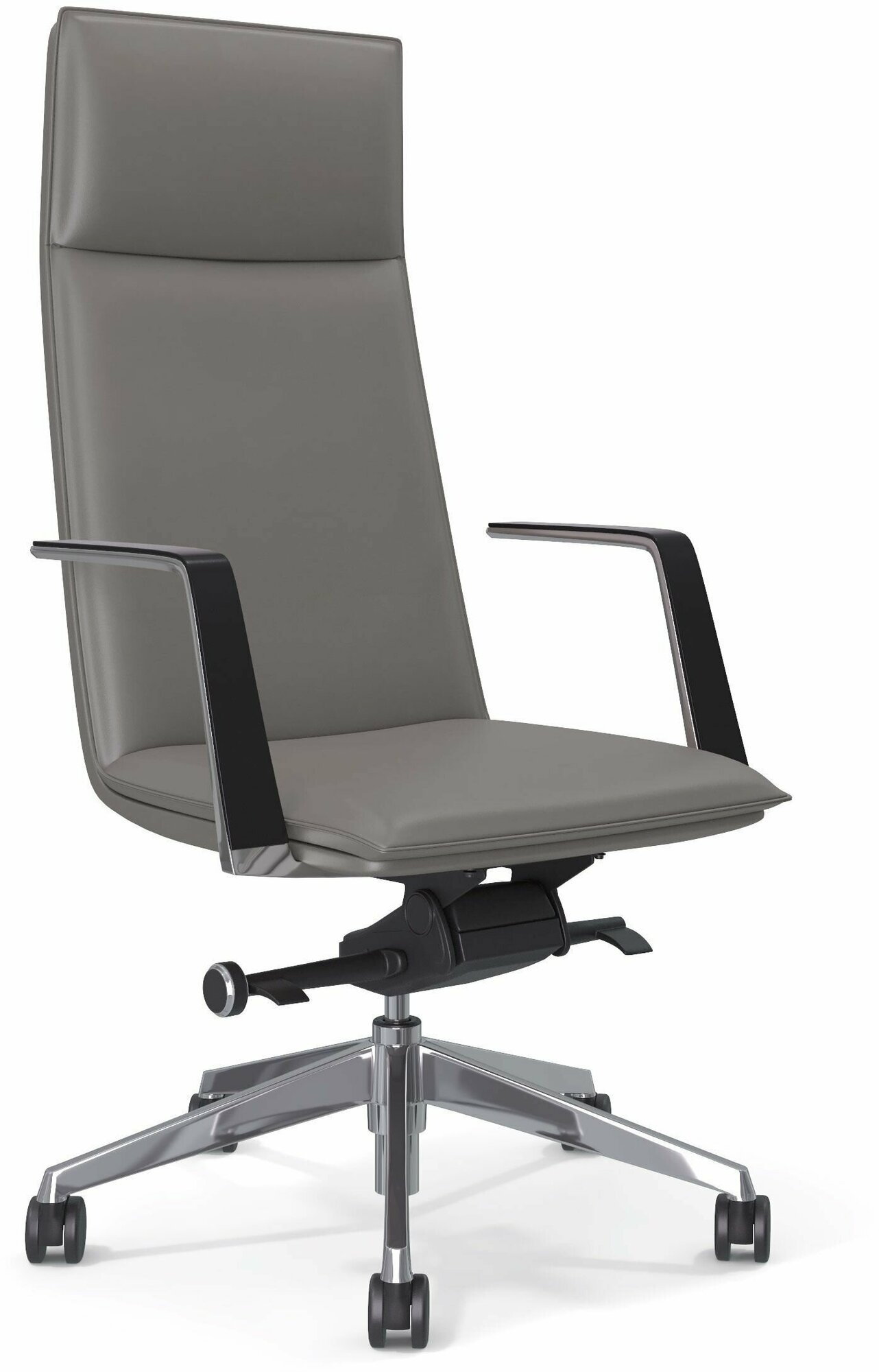 Кресло руководителя, кресло компьютерное - вольтер, натуральная кожа, серое