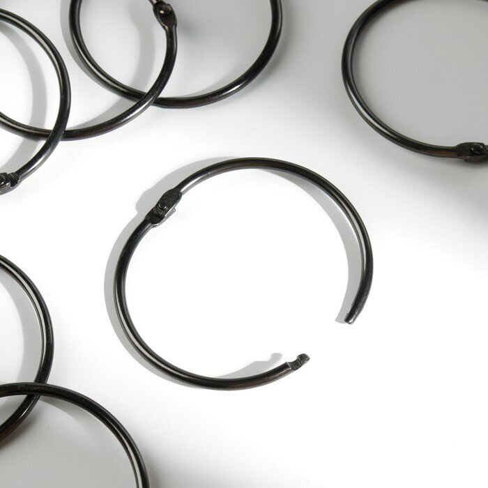 Кольцо для карниза, d = 50/56 мм, 10 шт, цвет чёрный никель - фотография № 1