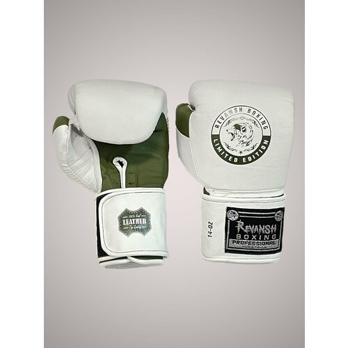 Боксерские Перчатки из натуральной кожи REVANSH PRO WHITE KHAKI 14 унций боксерские перчатки из натуральной кожи revansh pro white sparring 14 унций