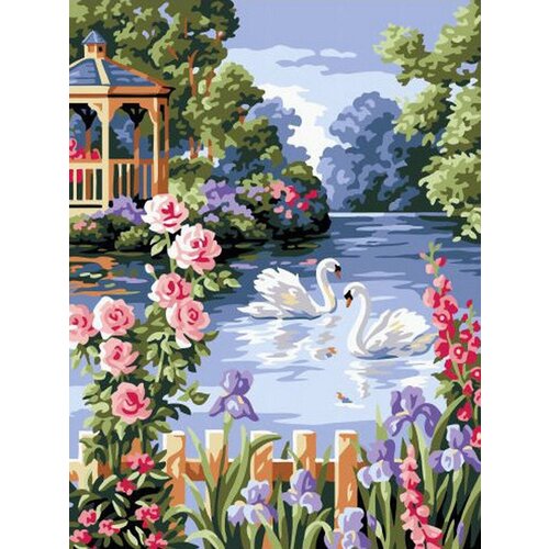 Картина по номерам Пара лебедей на пруду 40х50 см