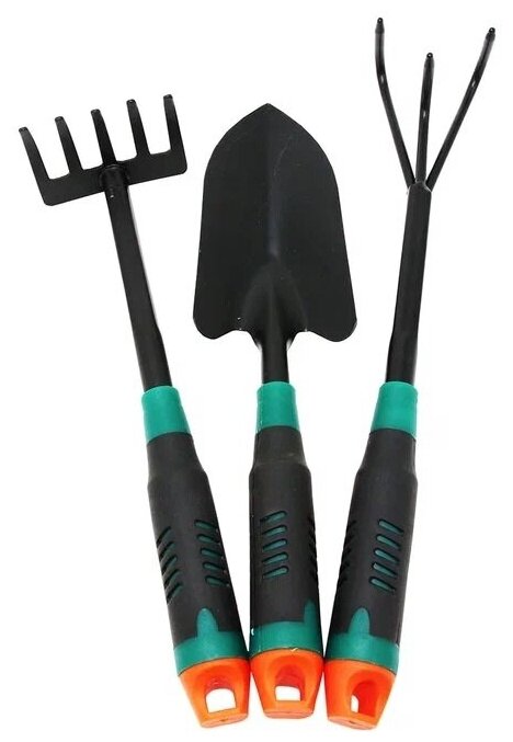 Набор инструментов для садовника (3 предмета) : совок посадочный грабельки (5 зубьев) рыхлитель (3 зубца)