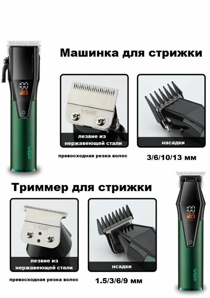 Машинка для стрижки и триммер для стрижки / Профессиональная машинка для стрижки / Триммер для бороды и усов