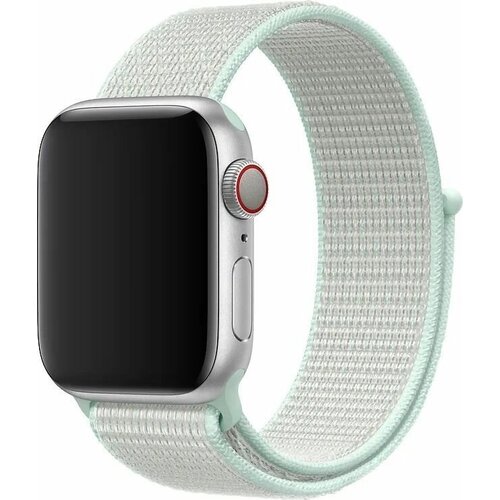Нейлоновый тканевый ремешок для Apple Watch Series 1-8 - 38/40/41 мм (эпл вотч), бело-бирюзовый