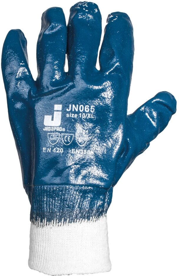 Защитные перчатки JN065 из 100% хлопковой пряжи с нитриловым покрытием, размер (L) - 1 пара
