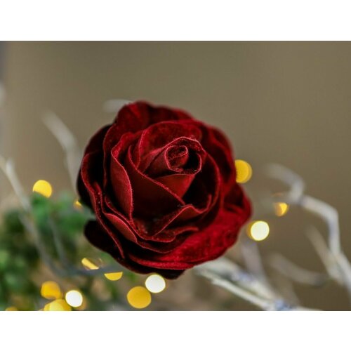сапоги военные бока 34 размер Украшение бархатная роза на клипсе, полиэстер, бордовая, 18х12 см, Edelman 1075096