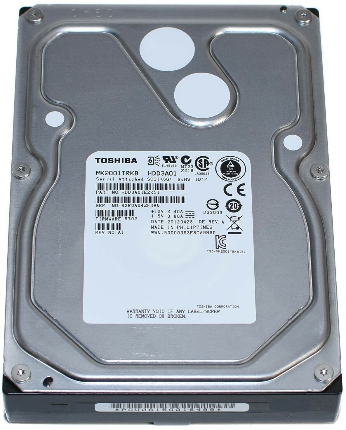 Жесткий диск Toshiba 2TB, SAS, 3.5" MK2001TRKB (7200rpm) 16Mb