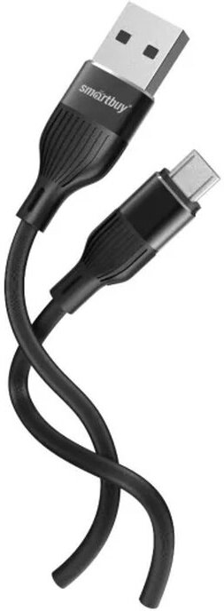 Кабель Smartbuy S72 MicroUSB 2.4 А, силикон 1 м, черный (iK-12-S72b)