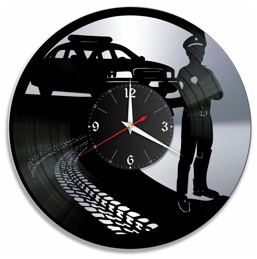 Часы из винила Redlaser "ГАИ, полицейский, полицейская машина" VW-10924-2