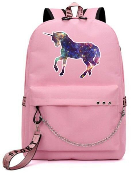 Рюкзак с Единорогом (Unicorn) розовый с цепью №8