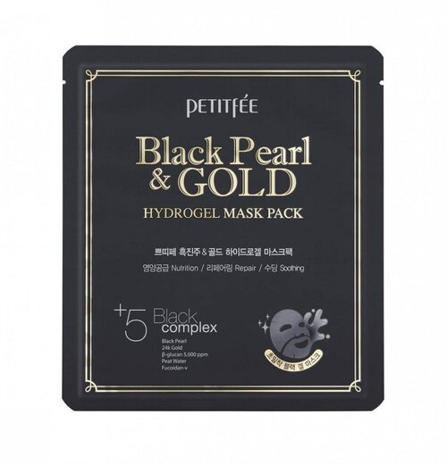 PETITFEE Гидрогелевая маска для лица с золотом и черным жемчугом Black Pearl & Gold Hydrogel Mask 32 г 1 шт