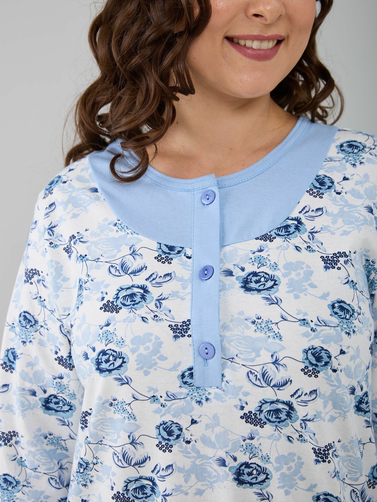 Ночная сорочка женская Алтекс голубо-белая, размер 50 - фотография № 7