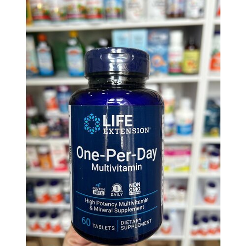 Life extension One-Per-Day Multivitamin, мультивитамины, витаминно-минеральный комплекс, производство США, 60 таблеток.