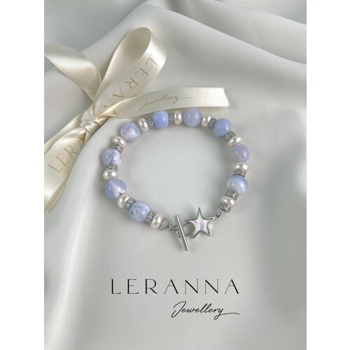 Браслет LERANNA, фианит, размер 19 см, голубой, белый