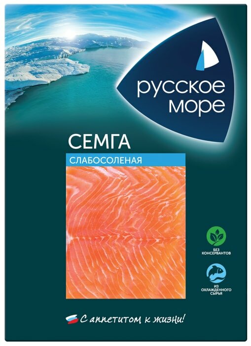 Семга Русское море слабосоленая филе-ломтики 120г