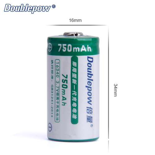 Аккумуляторная батарея CR123A 3,7В, 750 мАч Doublepow 16340 - 2 шт