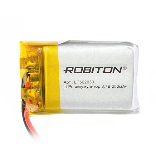 Литий-полимерный аккумулятор Robiton LP502030 250 мАч 3,7 В, с платой защиты, размеры 5 x 20 x 30 мм