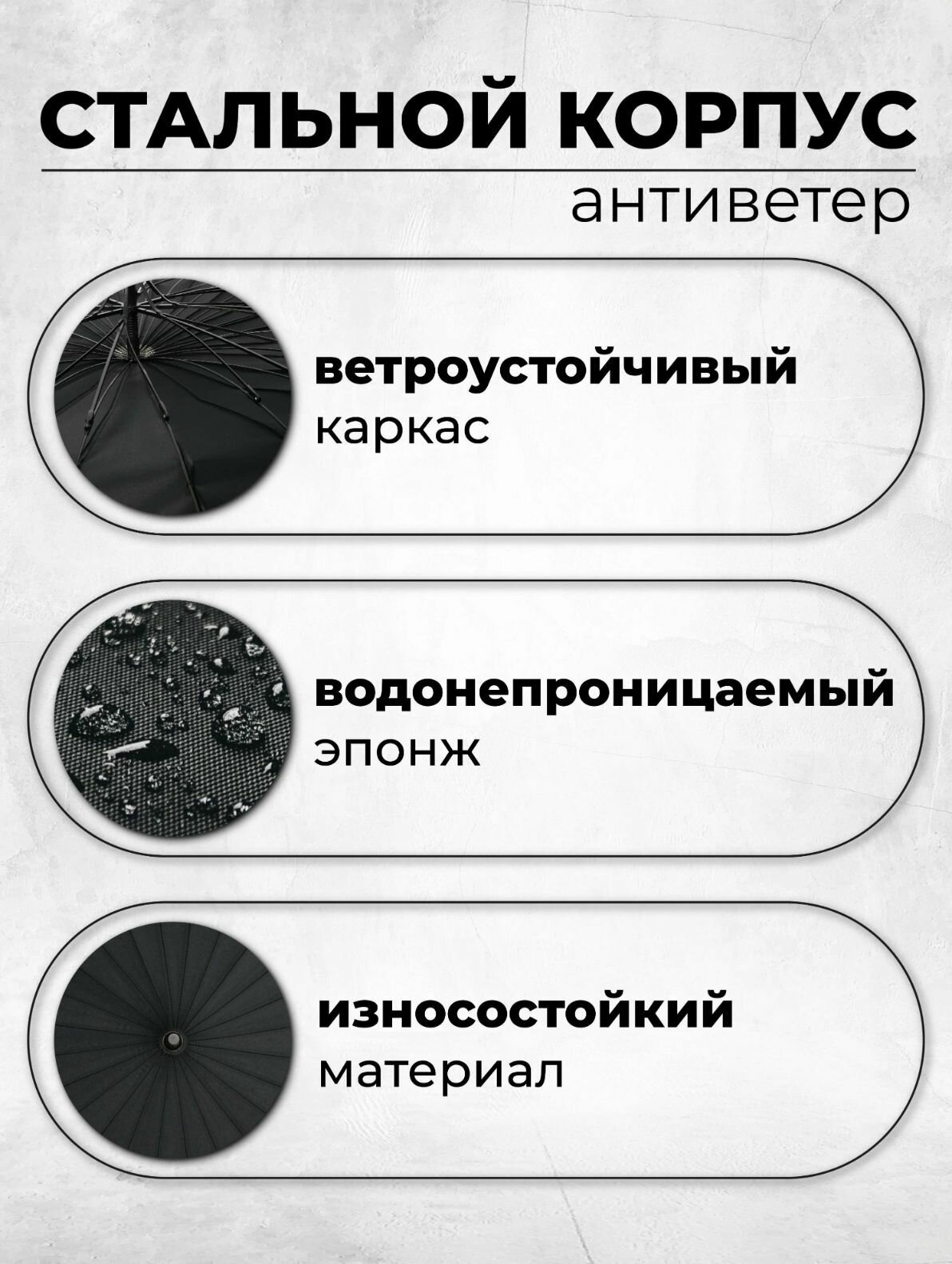 Зонт-трость , черный — фото 1