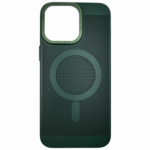 Пластиковый чехол с перфорацией и MagSafe для iPhone 15 Pro, iGrape (Зеленый)