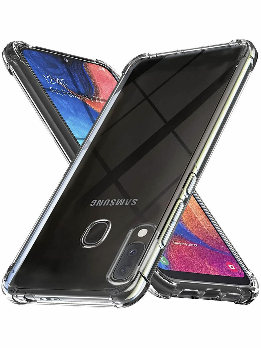 Чехол силиконовый на телефон Samsung Galaxy A20 A30 M10S противоударный с защитой камеры бампер с усиленными углами для смартфона Самсунг Галакси А20 А30 М10С прозрачный бесцветный