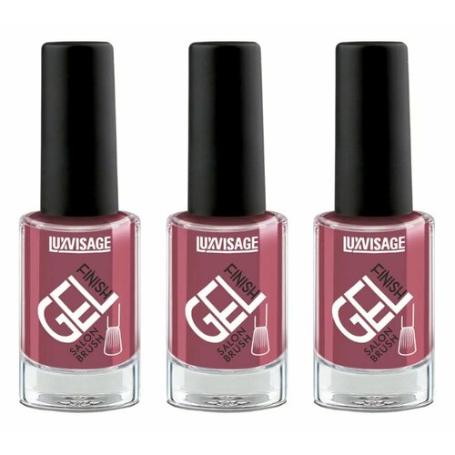 Лак для ногтей LUXVISAGE, GEL finish, Темный пепельно-розовый, стойкий, ультра глянцевый, тон 14, 9 гр, 3 шт.