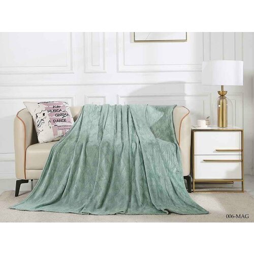 Плед Велсофт Жаккард, Евро 200*220, зеленый