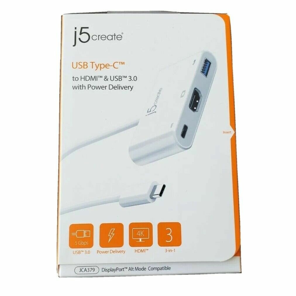 Переходник j5create USB-C на HDMI и USB Type-A 3.0/Power Delivery