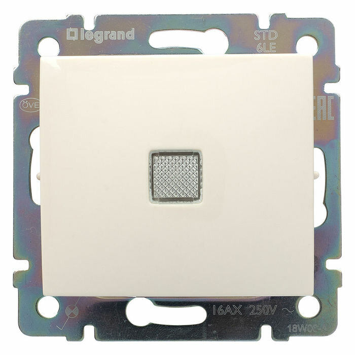 Выключатель 1 кл кнопочный без фиксации (кнопка звонка) с подсветкой Cariva слоновая кость 10A встроенный монтаж (Legrand) арт. 773713