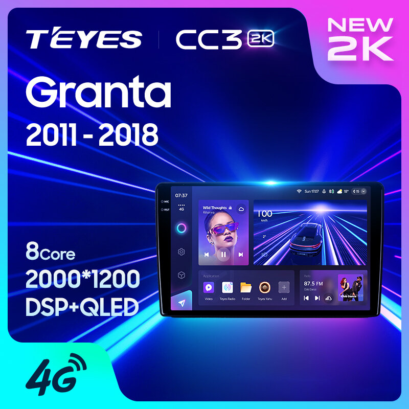 TEYES Тиайс CC3 2K Штатная магнитола For Лада ВАЗ Гранта Спорт For LADA Granta Sport 2011 - 2018 no 2 DIN GPS DVD автомагнитола android 4+32