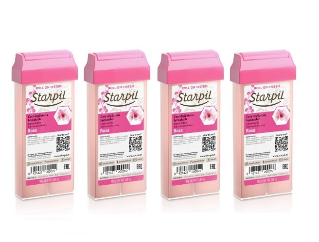 Воск в картридже Розовый Starpil, 110 гр (комплект из 4 штук)