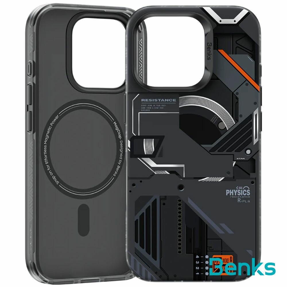 Чехол на iPhone 16 с функцией MagSafe / Magnetic Mecha Series Protective Case / Черный / Benks — фото 1