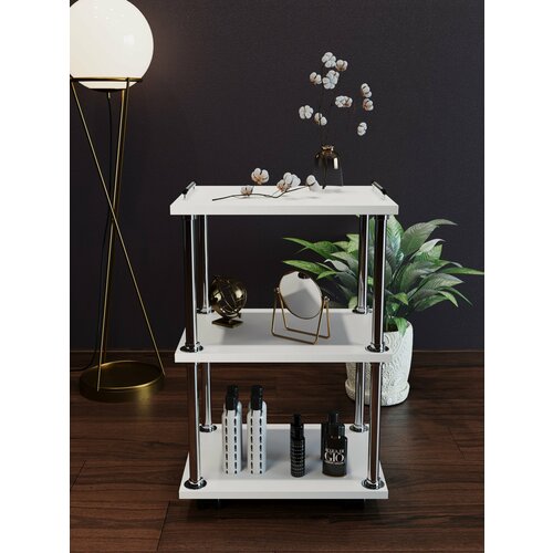 Тележка косметологическая этажерка с полками на колесах, полка мебельная, универсальная этажерка Kvadro Mebel