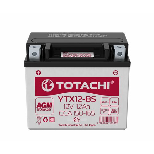 фото Аккумулятор totachi agm 12a/h 12v 152х88х131 ytx12-bs сухозаряженный