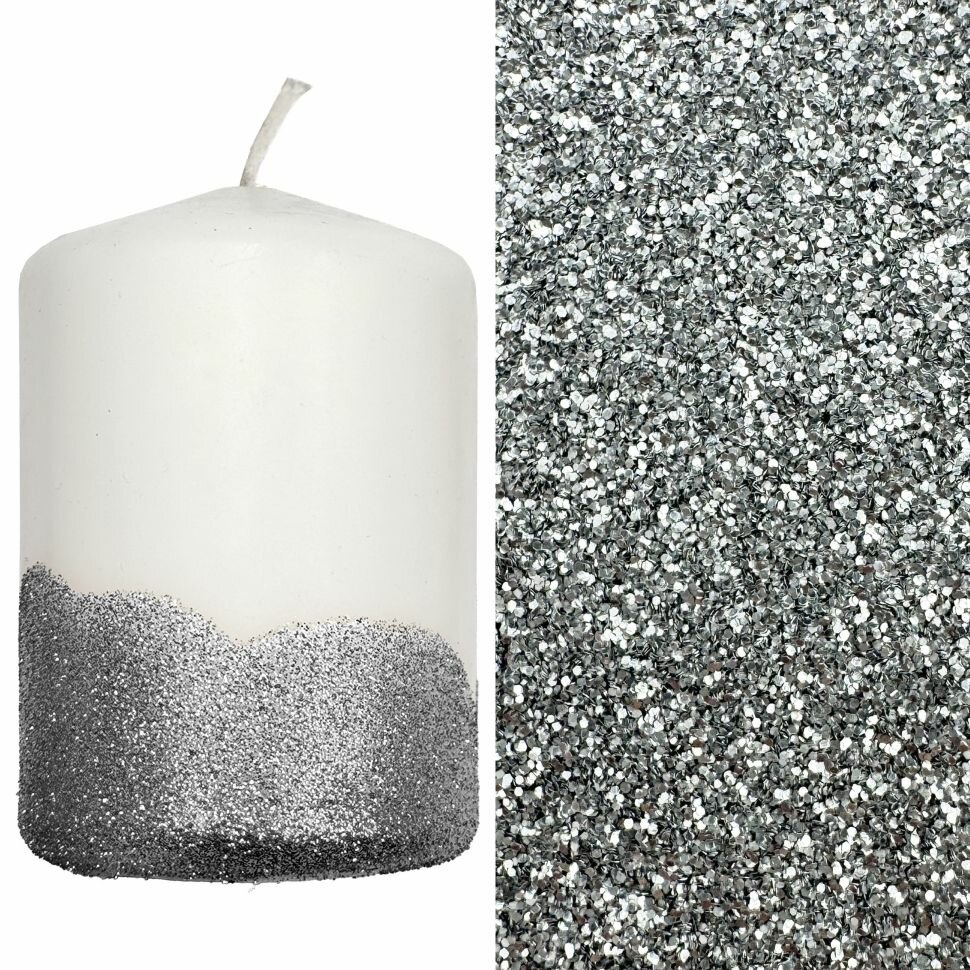 Глиттер термостойкий для свечей Серебряный, 25мл